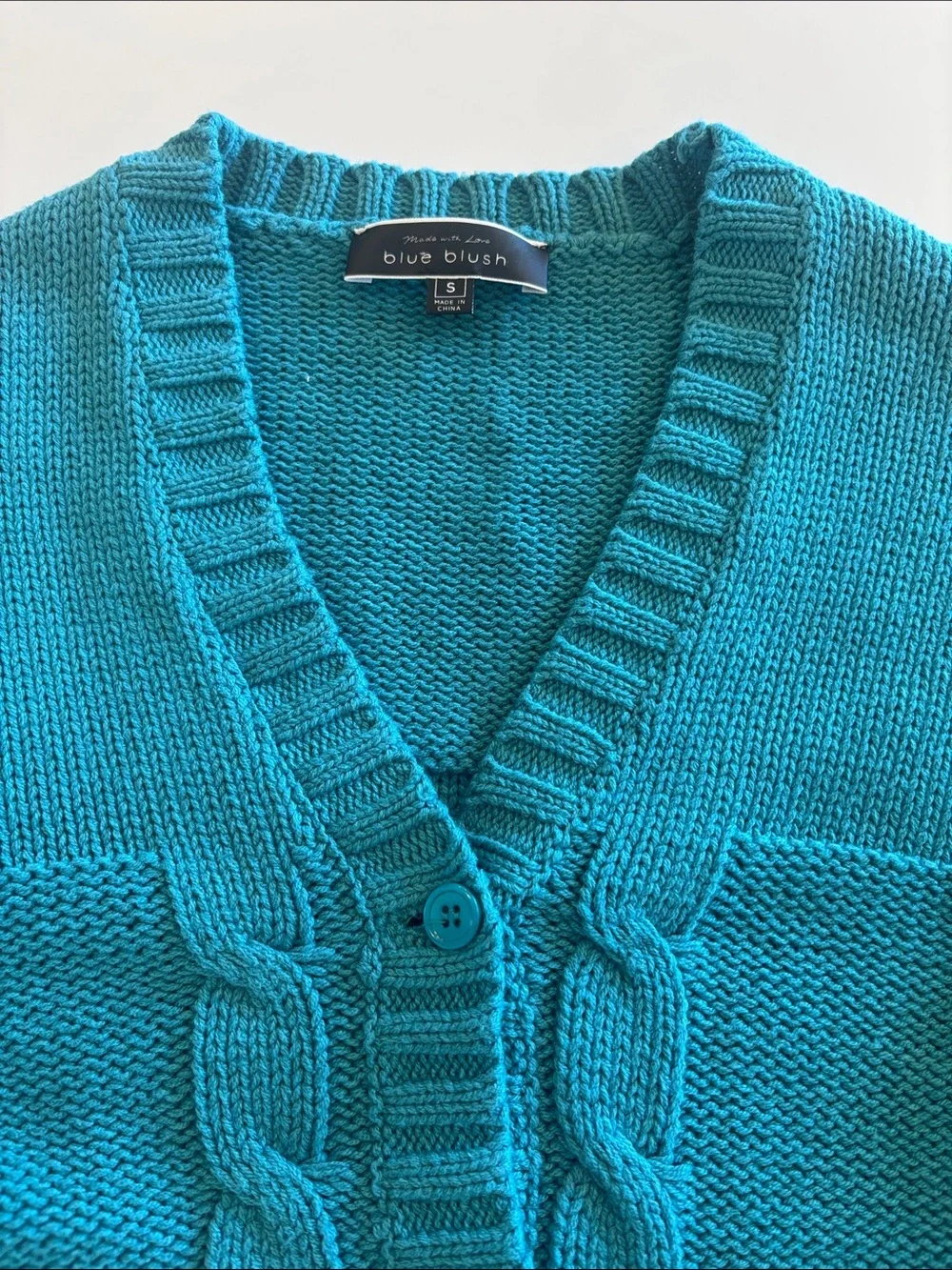 Cropped Teal Knit Cardigan Sweater - Women's with separate tube top